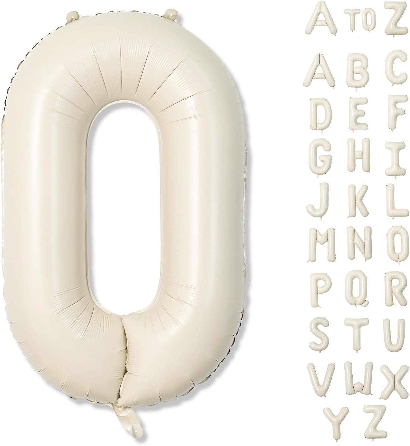 Custom 40 Inch Giant Foil Letter Balloons for Women's Birthday Party - Cream White Beige O, Helium Self Inflating Mylar Alphabet