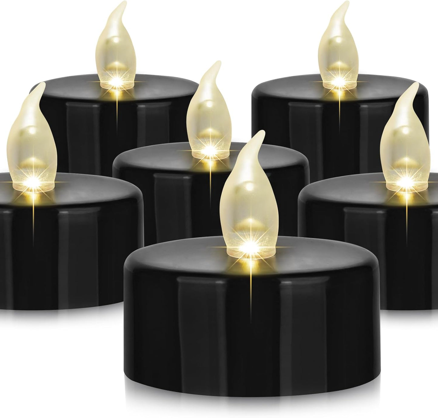 Battery Operated LED Tea Lights: 24PACK Flameless Votive Candles Lamp Realistic and Bright Flickering Holiday Gift Long Lasting 200Hours for Seasonal & Festival Celebration Black