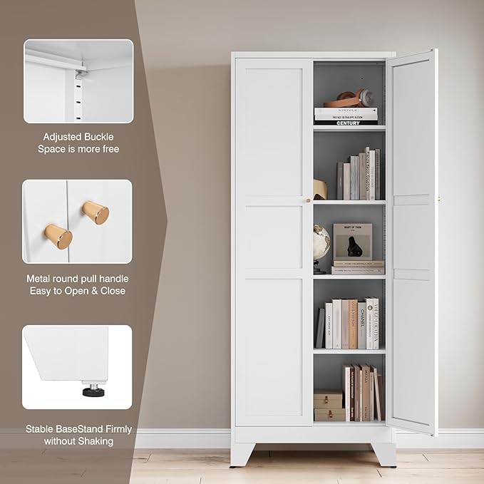 Yizosh Metal Pantry Cabinet, - Image 6