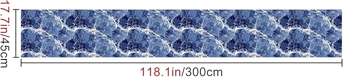 HOMETITUTE Blue Marble Wallpaper Peel and Stick Ocean Wave Pattern 118.1x17.7 - Image 5
