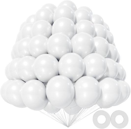 KAWKALSH 200pcs White Balloons 5 Inch, Small Mini Latex Balloons for Party Birthday Baby Shower Anniversary Festival Arch Garland Decoration
