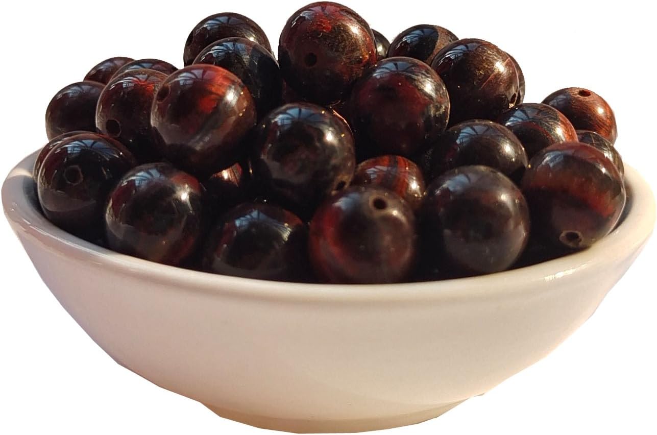 Stone Beads 6mm 140pcs Red Tiger Eye Beads Round Loose Gemstones Beads for Bracelet Necklace Jewelry Making (6mm, 60615 Red Tiger Eye)