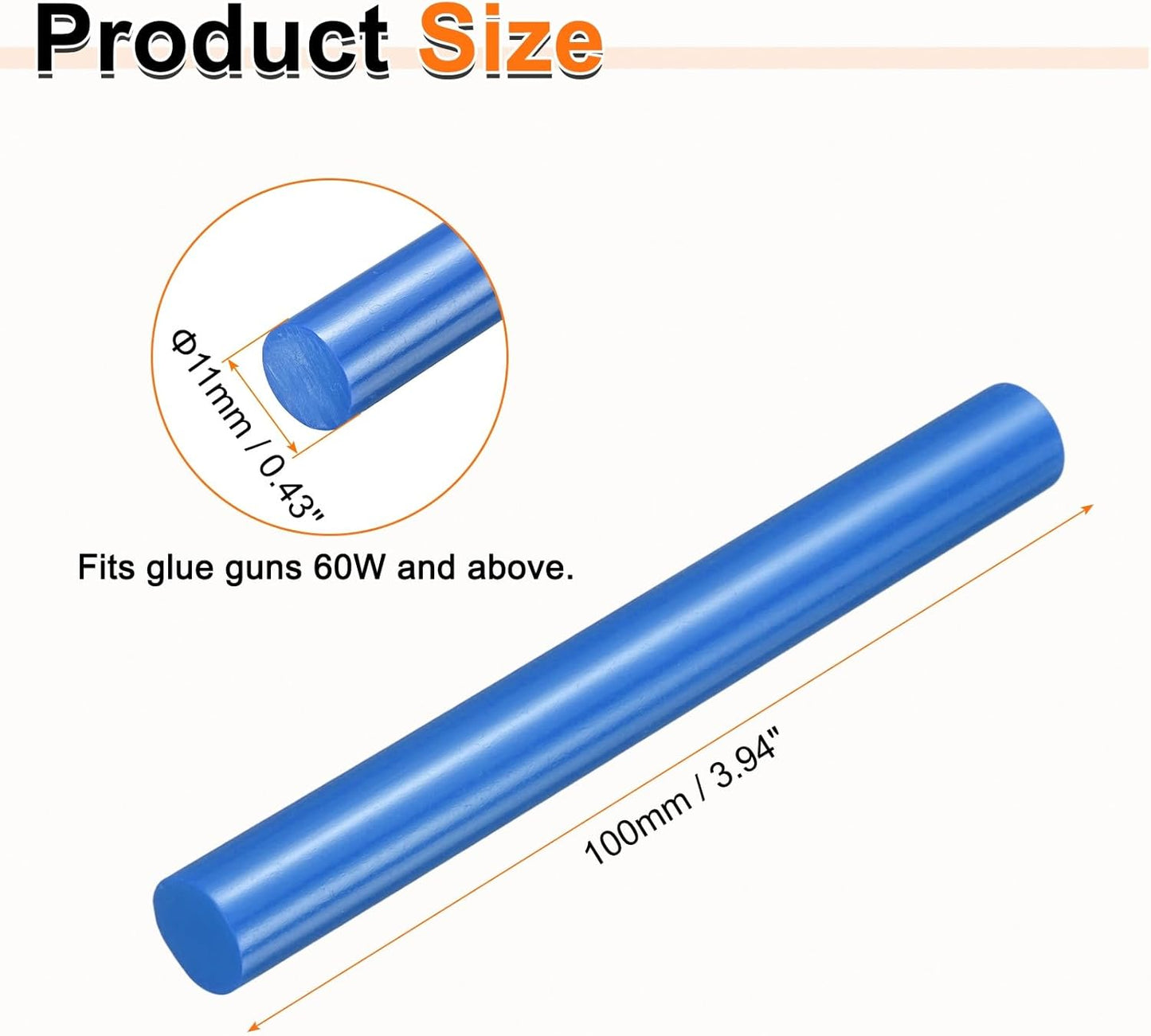 HARFINGTON 10pcs Hot Glue Sticks 0.43" Dia x 3.94" Long EVA Mini Hot Melt Adhesive Glue Stick for Hot Melt Gun Wood Plastic Glass Flowers Fabrics Foam, Blue