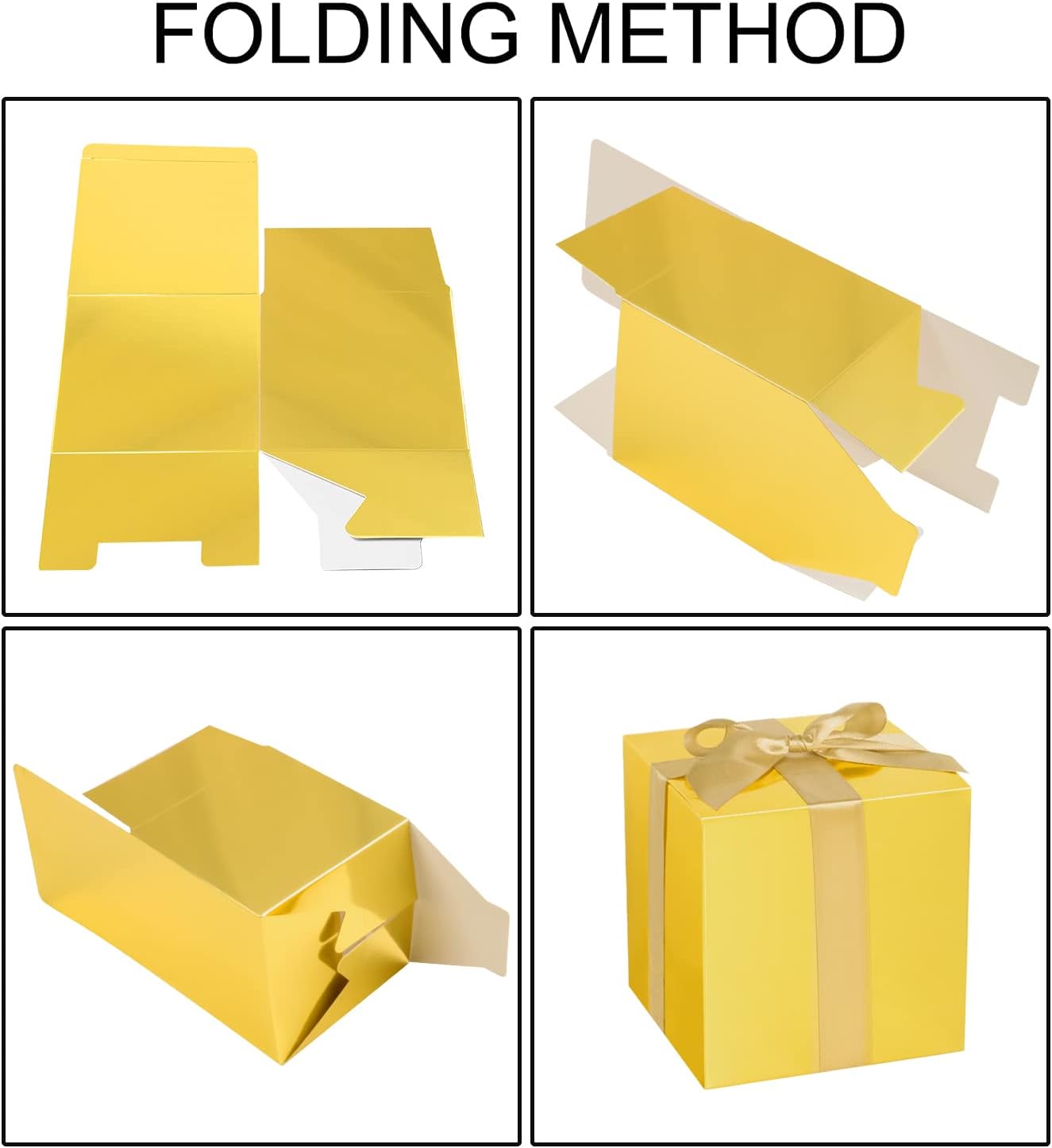 COTOPHER Small Gift Boxes 25 Pack 5x5x5 inches Gold Gift Boxes with Lids for Gifts, Crafting, Wedding Party Favor, Cupcake Boxes, Candy, Bridesmaids Proposal Box with Ribbons and Stickers