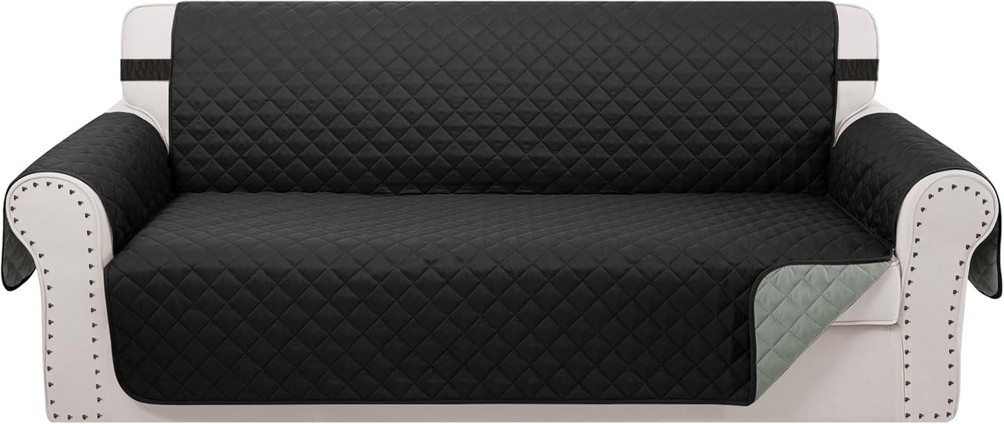 Reversible 4 Seater Sofa Cover 91 Inch Large Couch Cover Furniture Protector(Sofa XX-Large,Black/Grey)