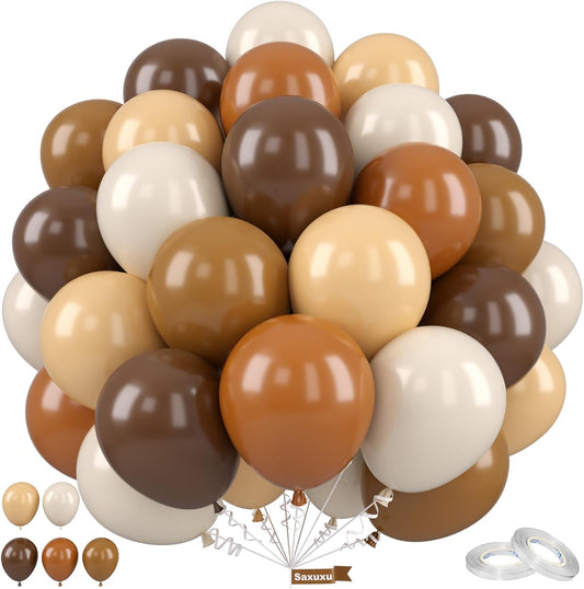 Brown Balloons, 12 Inch Neutral Balloons, Retro Coffee Brown Apricot Sand White Balloon Nude Latex Balloon Helium for Wedding Fall Baby Shower Thanksgiving Cowboy Theme Birthday Decorations