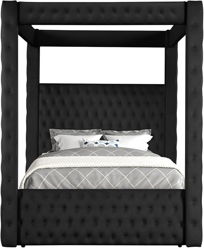 Velvet Canopy Bed Frame King - Image 9