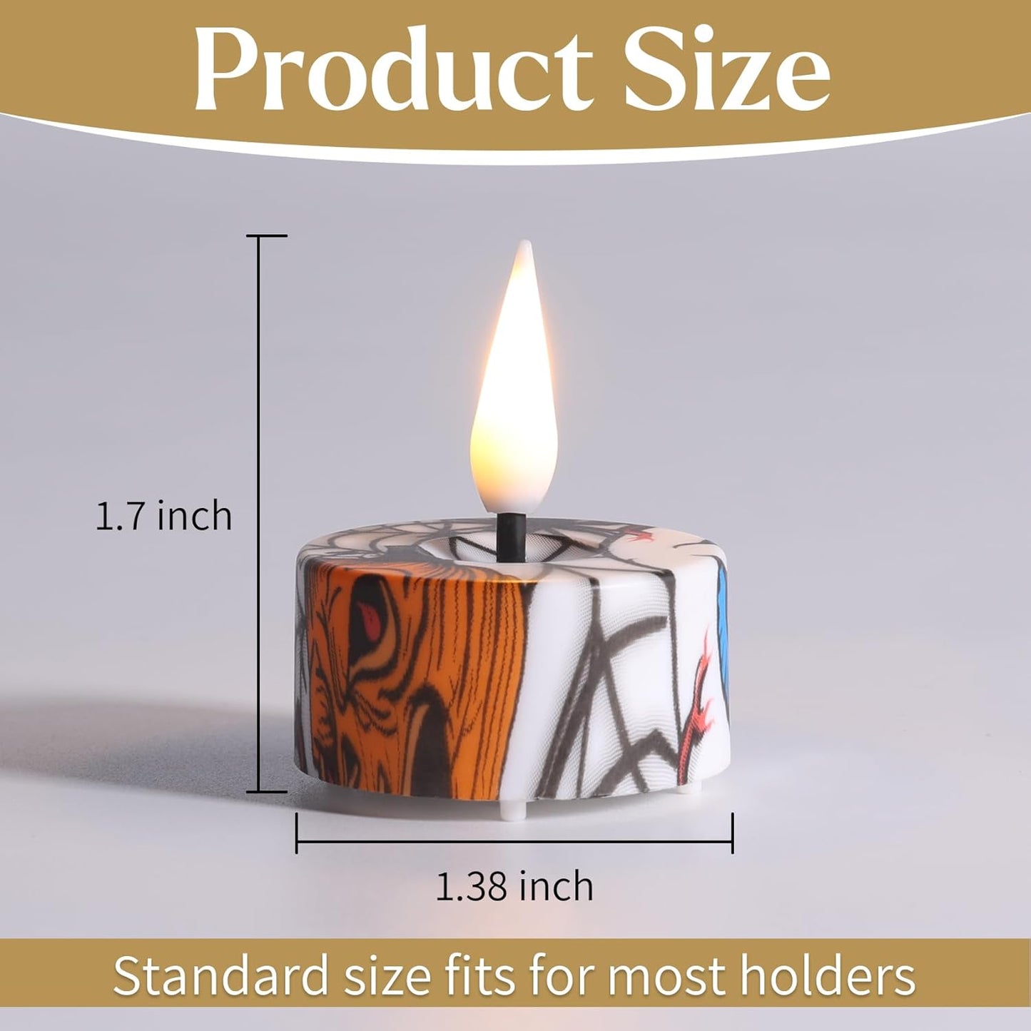 Eywamage Halloween Flameless Tealights with Remote, Spooky Spider Pumpkin Battery LED Tea Votive Candles Set of 12