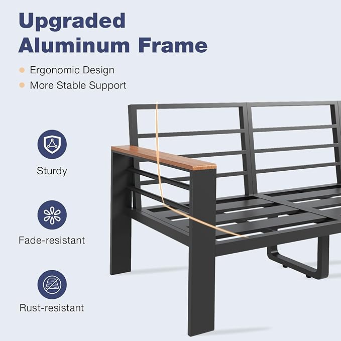 Aoxun Aluminum Patio Furniture Set 4 Seats, Oversized Outdoor Sectional - Image 5
