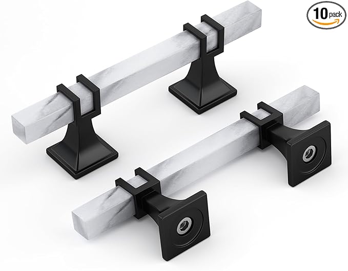 Rergy Cabinet Handles Marble Drawer Pulls and Knobs, T-Bar Hardware by Rergy