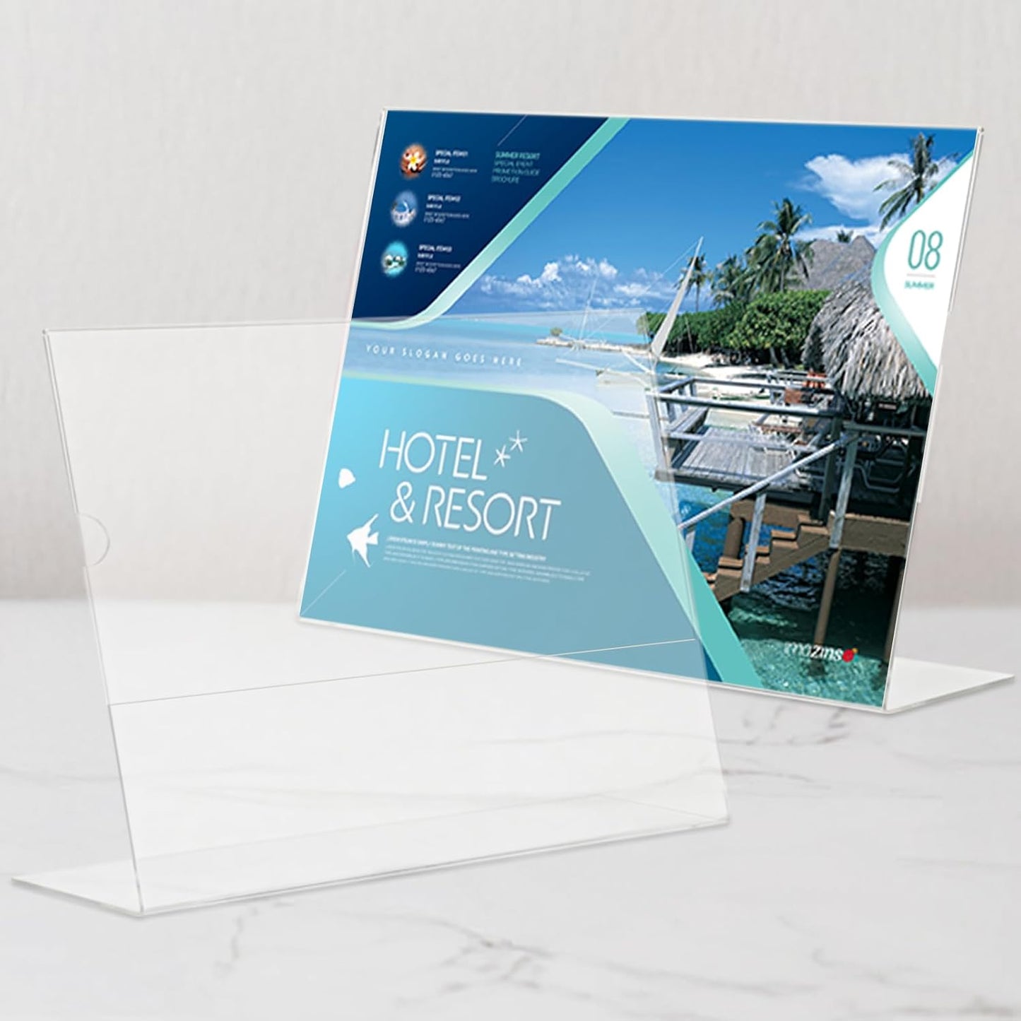 Acrylic Sign Holder 4 x 6 Horizontal, L-Shape Clear Plastic Display Stand for Tabletop, Acrylic Stands for Flyers, Table Paper Holder, Vertical Sign Holder 4x6 for Restaurants, Office and School (Slant 6 Pack 6x4)