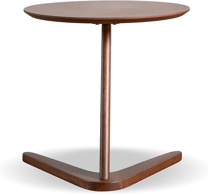 Furniture of America Lucian Mid-Century Modern Solid Wood Brown Round Side Table - Image 8