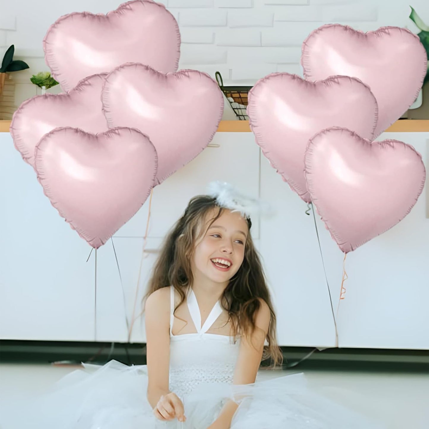 Pink Heart Ballloons,18 Inch Pastel Pink Foil Love Heart Shaped Balloons 12Pcs Baby Pink love balloon for Anniversary Wedding Engagement Birthday Party Baby Shower Decorations