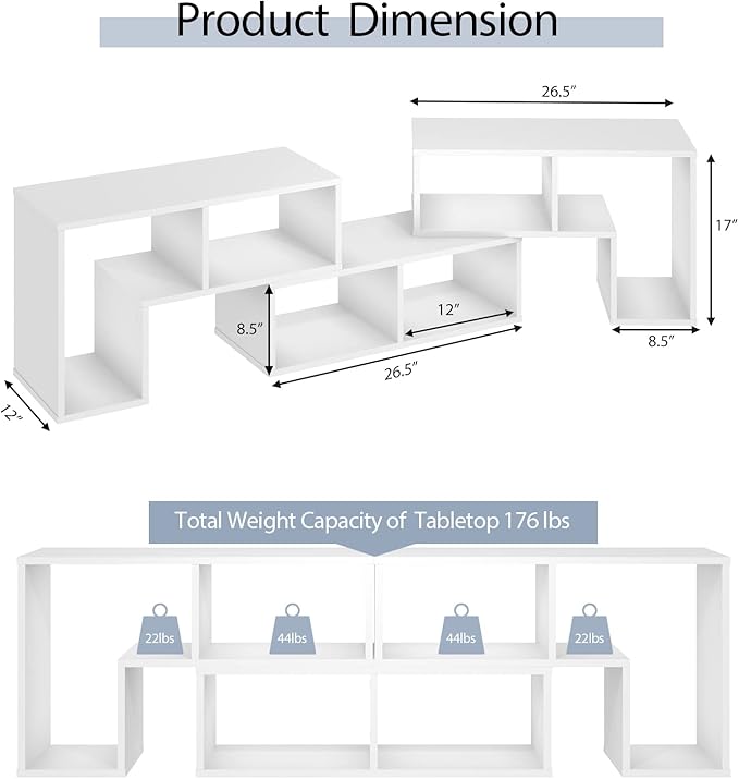 Tangkula 3 Pieces Console TV Stand, Free-Combination Entertainment Center - Image 5