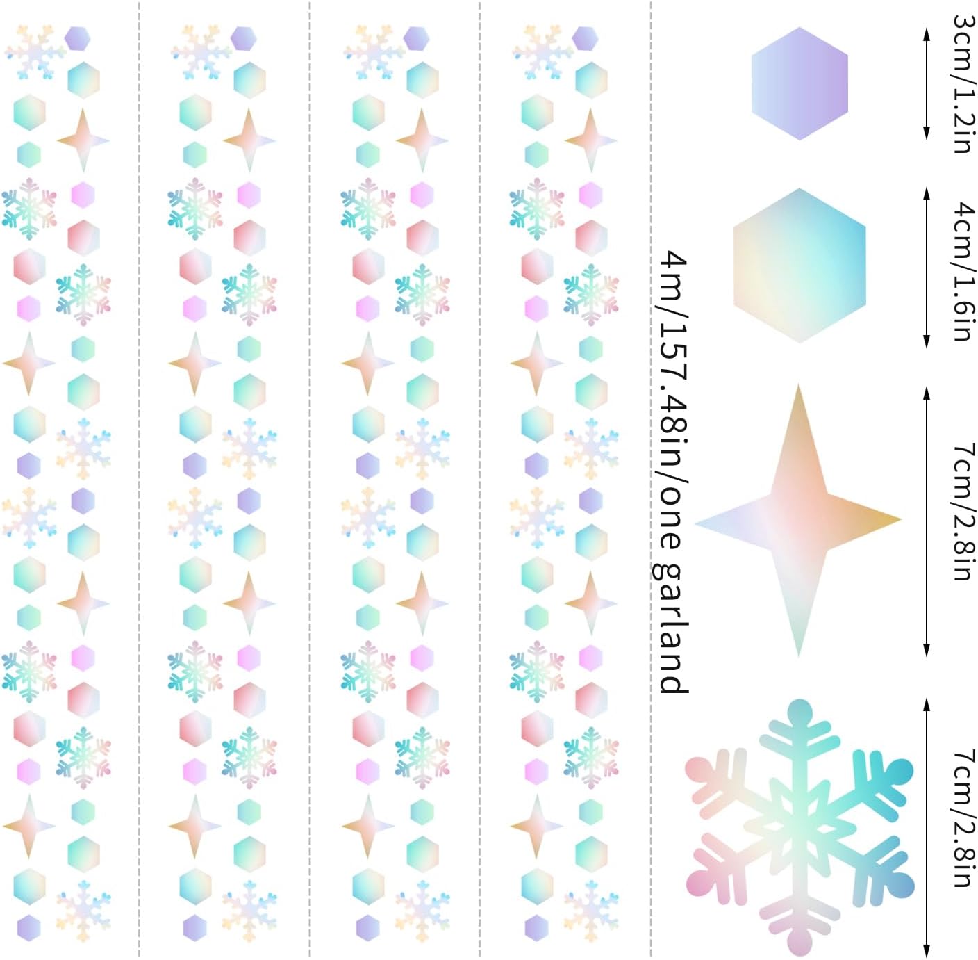 Snowflake-Snow Iridescent-Holographic Christmas Party-Decorations Streamers - 52Ft White Winter Wonderland Frozen Hanging Paper Garland Banner,Birthday Wedding Baby Shower New Year Supplies Hugtmr