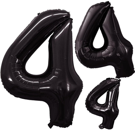 GOER Black Foil Balloons Number 4,Huge Number Balloons for 4th 14th 24th 34th 44th Birthday Party Supplies Anniversary Decorations (3 pcs,42 inch,32 inch,16inch)