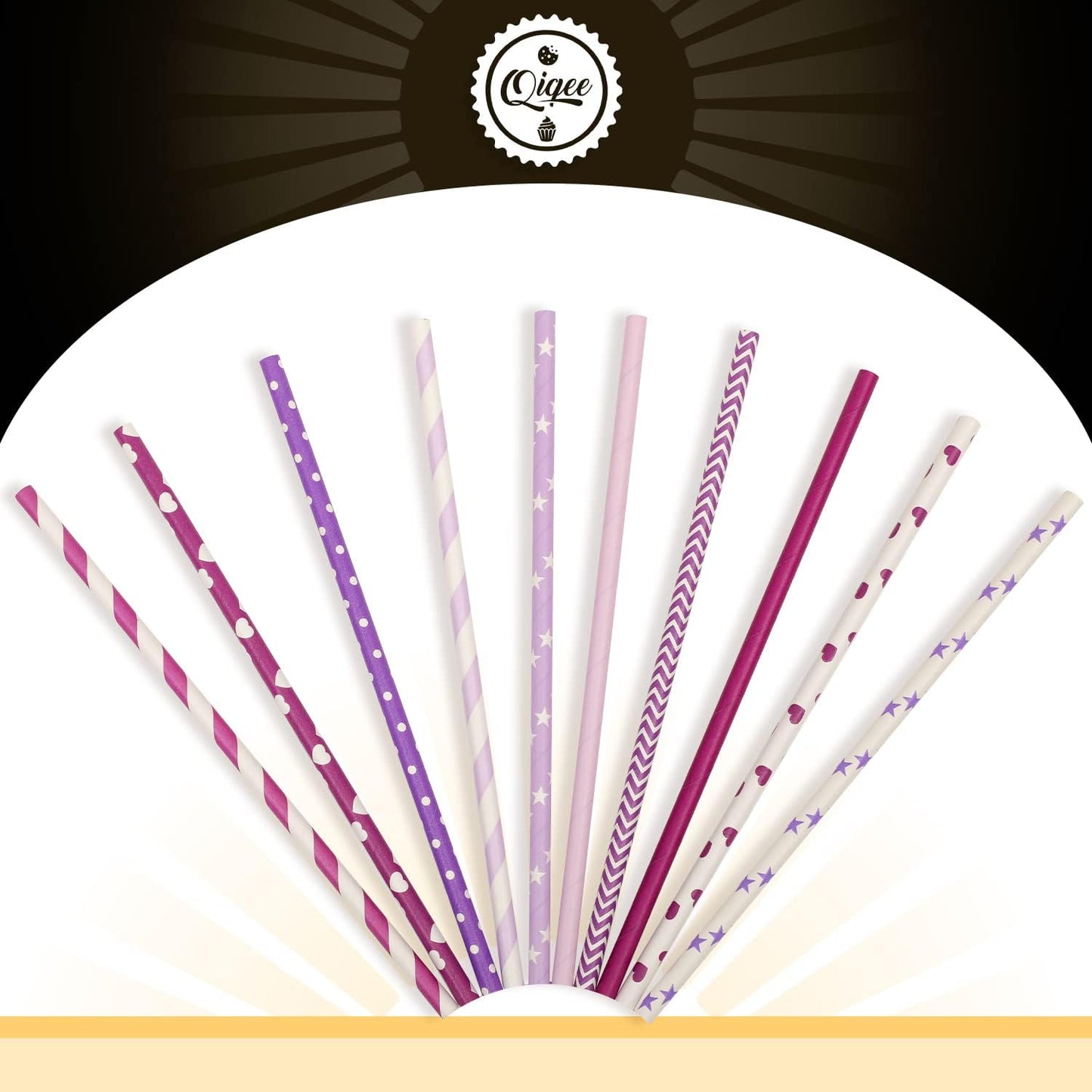Purple Paper Straws for Drinking Purple Disposable Straws 150pcs Disposable Straws Bulk（10 Pattern） qiqee