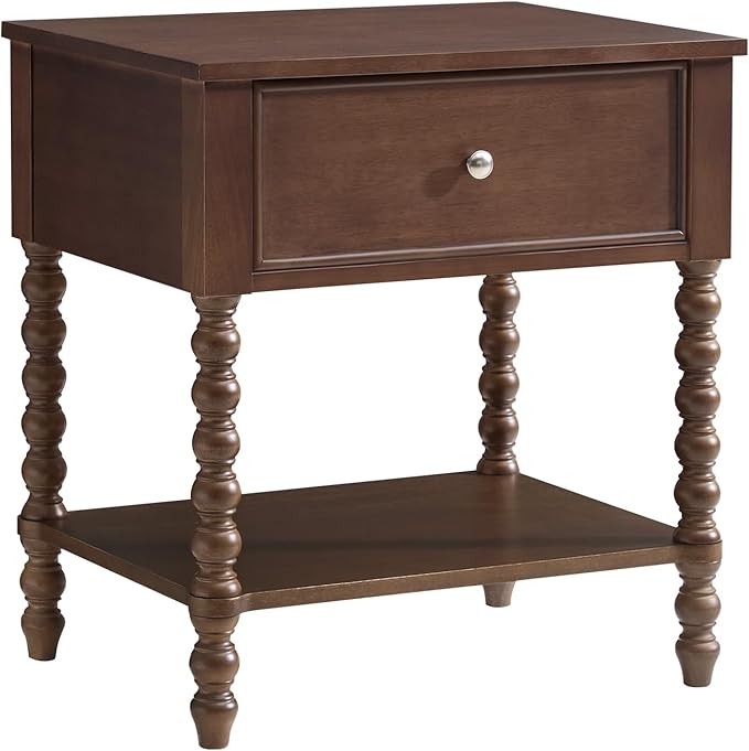 AMERLIFE 24" Walnut Nightstand, Vintage Bedside Table - Image 9
