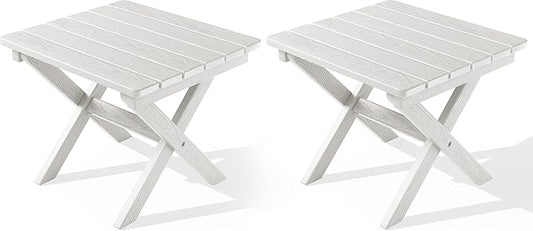 SERWALL Folding Outdoor Side Table Set of 2, Portable Adirondack Side Table by SERWALL