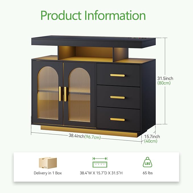 HNEBC LED Sideboard Buffet - Image 2