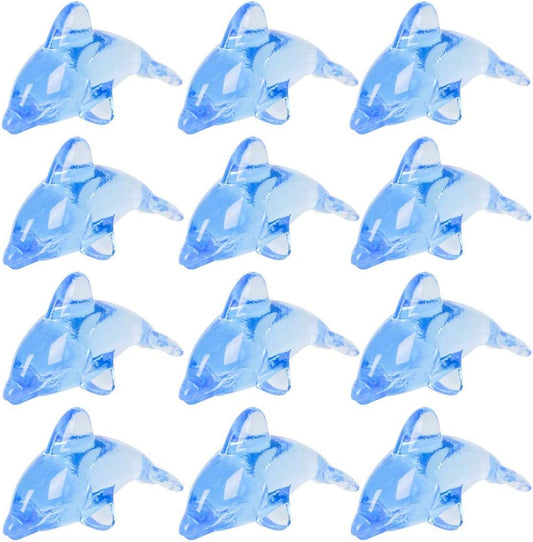 ArtCreativity Acrylic Dolphin Cake & Cupcake Toppers, Set of 24, Mini 2 Inch Dolphin Figurines, Decorations for Sea, Nautical, Mermaid, & Baby Shower Parties, Fun Party Favors, Goodie Bag Fillers