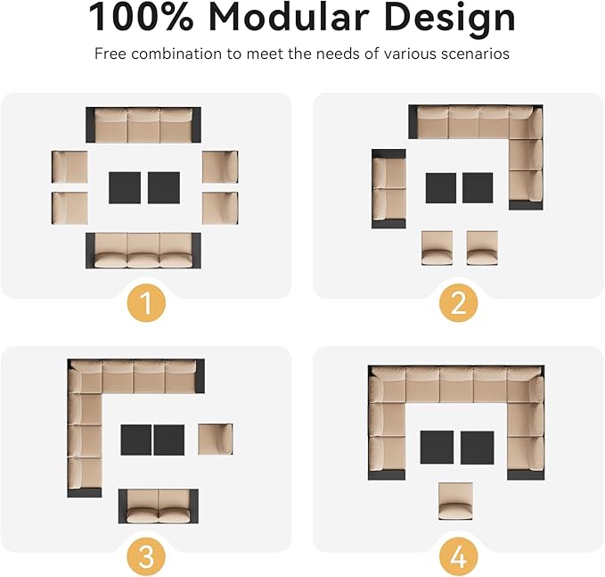 Aoxun Patio Furniture Set, Widen Armrests Wicker Outdoor Sectional - Image 9