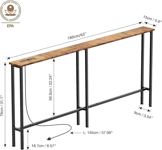 Keelian 63" Sofa Table Narrow Long - Image 2