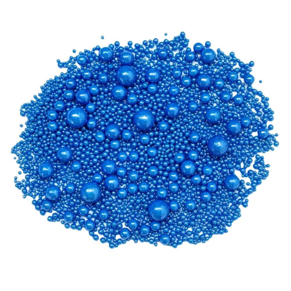 Edible Pearl Sugar Sprinkles Royal Blue Candy Mixing Size Baking Edible Cake Decorations Cupcake Toppers Cookie Decorating Celebrations Wedding Valentines Easter Halloween Christmas Supplies 120g/ 4.23oz