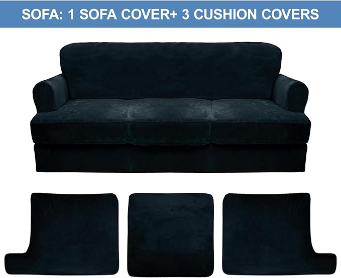 CUCRAF T Cushion Sofa Cover 4 Piece Slipcovers, Soft Thick Velvet Couch Cover - Image 5