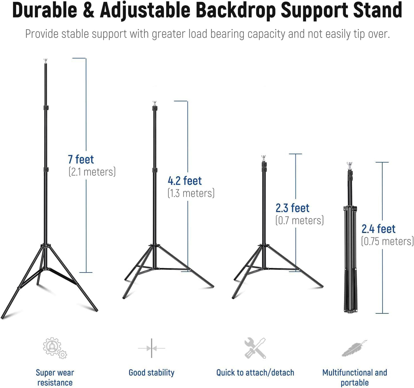 Neewer Photo Studio Backdrop Support System, 10ft/3m Wide 6.6ft/2m High Adjustable Background Stand with 4 Crossbars, 6 Backdrop Clamps, 2 Sandbags, and Carrying Bag for Portrait & Studio Photography