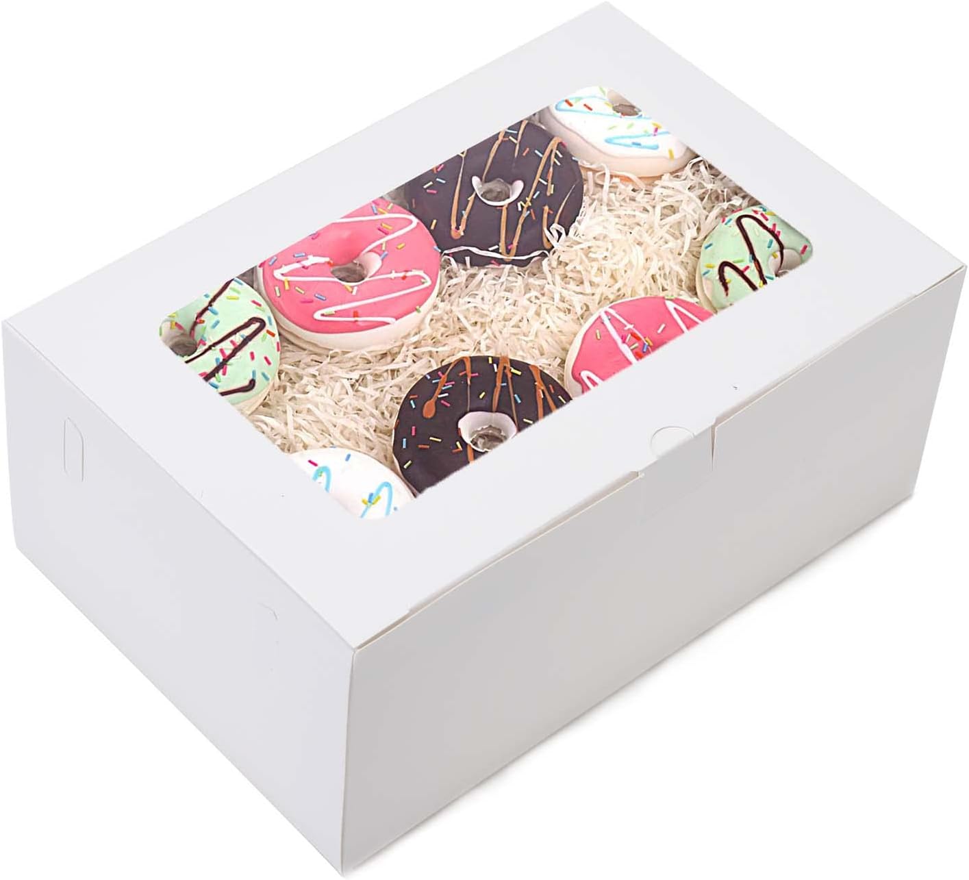 10-Set Cupcake Boxes with Inserts and Window Hold 6 Cupcakes,Cupcake Containers Bakery Cake Box,Pastry Carrier For Donut Cookie Treat Muffin Chocolate Bombs,9.4x6.3x3.9 In