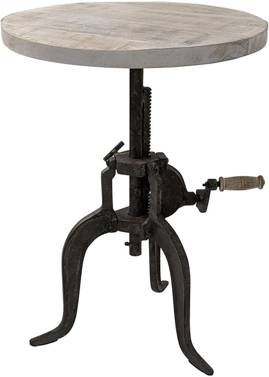 Carolina Chair & Table Adjustable Hand Crank 18" Wooden Top Rustic Side Table by CarolinaChairTable