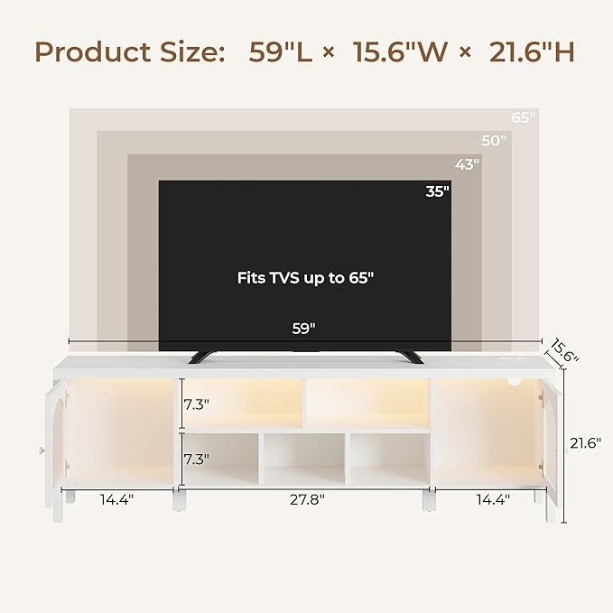 IRONCK TV Stand for 65 Inch TV, Modern Media TV Console - Image 3