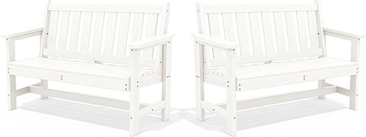 SERWALL Outdoor Bench, HDPE Outdoor Benches Weatherproof, 2-Person Garden Bench by SERWALL