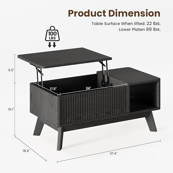 Wood Lift Top Coffee Table - Image 2