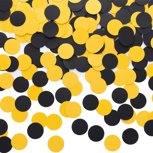 Black and Yellow Confetti Table Decoration for Birthday Graduation Baby Shower Mom to Bee Party Theme Party,1.2 inch in Diameter,200 Counts