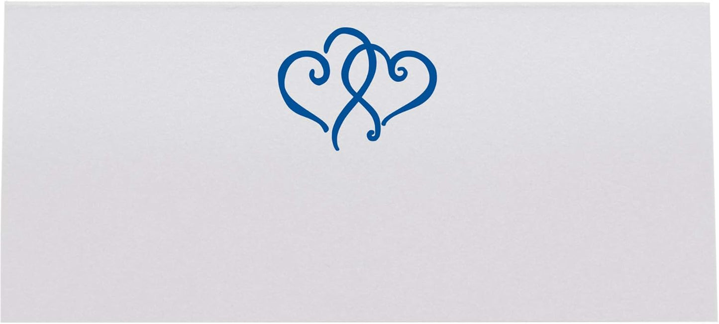 Linked Hearts Place Cards, Royal Blue (Choose Color), Set of 150, Pre-cut and Scored - Wedding, Party, Dinner, and Special Events - Made in the USA