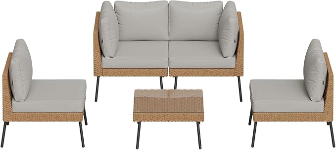Aoxun Patio Furniture Set, 5 Piece Outdoor Sectional Sofas - Image 9