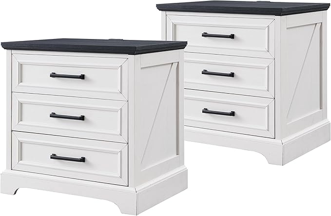 ACCOHOHO Farmhouse Nightstands Set of 2, 22 Inch Wide End Table by ACCOHOHO