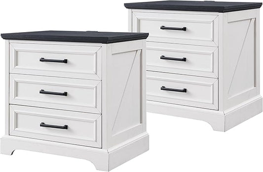 ACCOHOHO Farmhouse Nightstands Set of 2, 22 Inch Wide End Table by ACCOHOHO