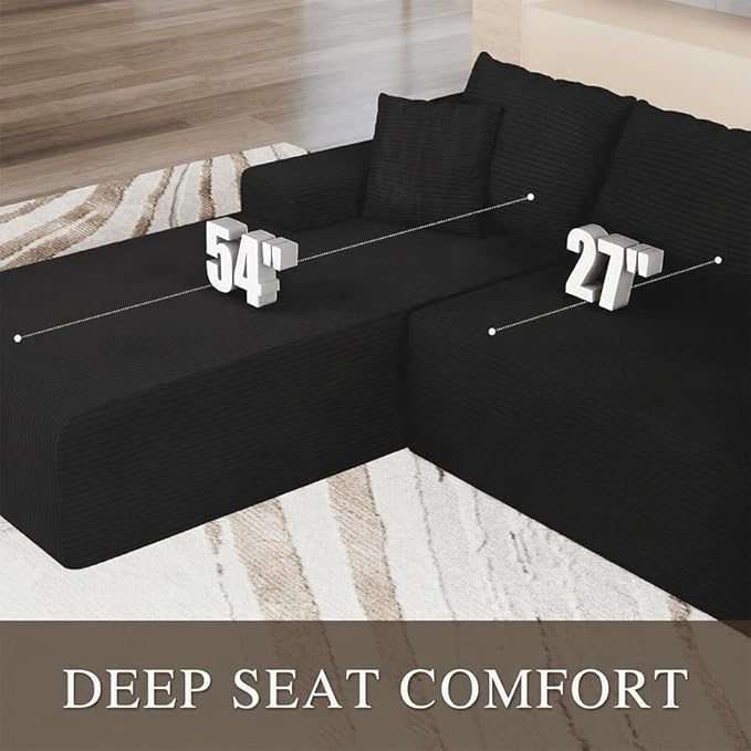 96" L Shaped Modular Sectional Sofa, Boneless Cloud Couch - Image 3