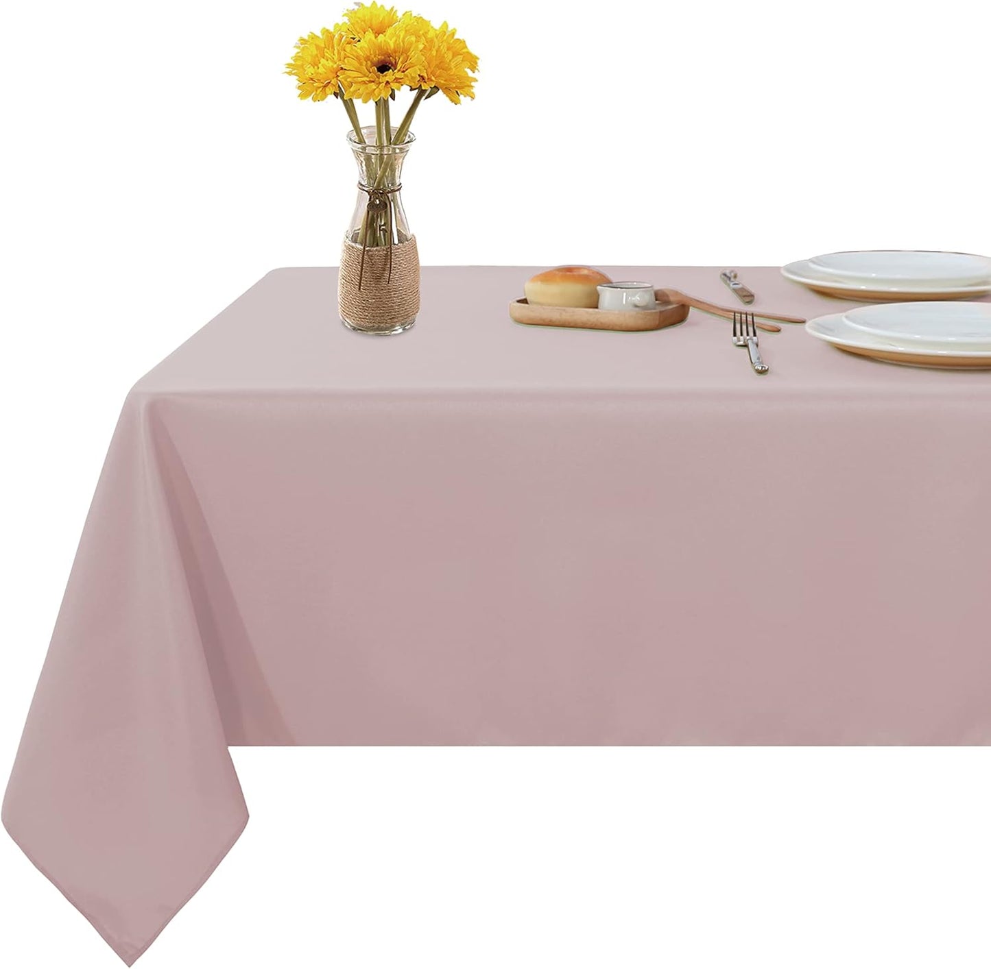 Fitable Rectangle Tablecloth Stain and Wrinkle Resistant Washable Polyester Table Cloth for Buffet Parties and Camping (54x120 inch, Blush)