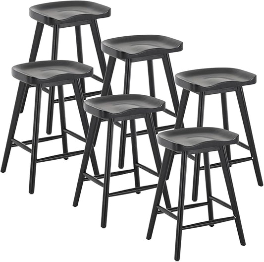 LukeAlon 24.25" Classic Counter Height Wood Barstools Set of 6 Wooden Ergonomic by LukeAlon