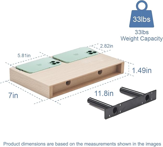 Floating Shelves, Oak Wooden Set of 3 Wall Mounted Bathroom Shelves Over Toilet - Image 3