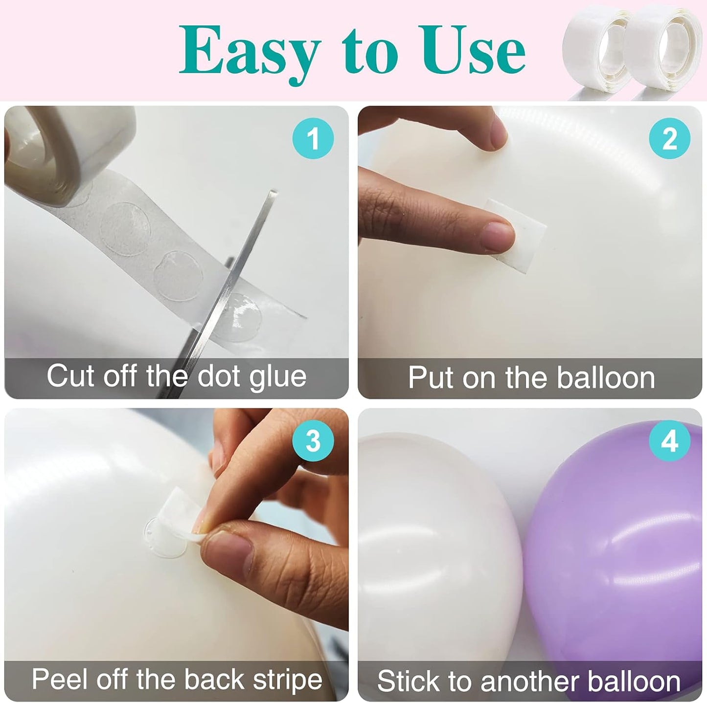 12 Rolls Balloon Arch Tape, 131.2 Feet Tape Strip with Holes, 400 Removable Dots for Party Decorations, Birthday, Wedding, Baby Shower, Christmas, Halloween, Thanksgiving