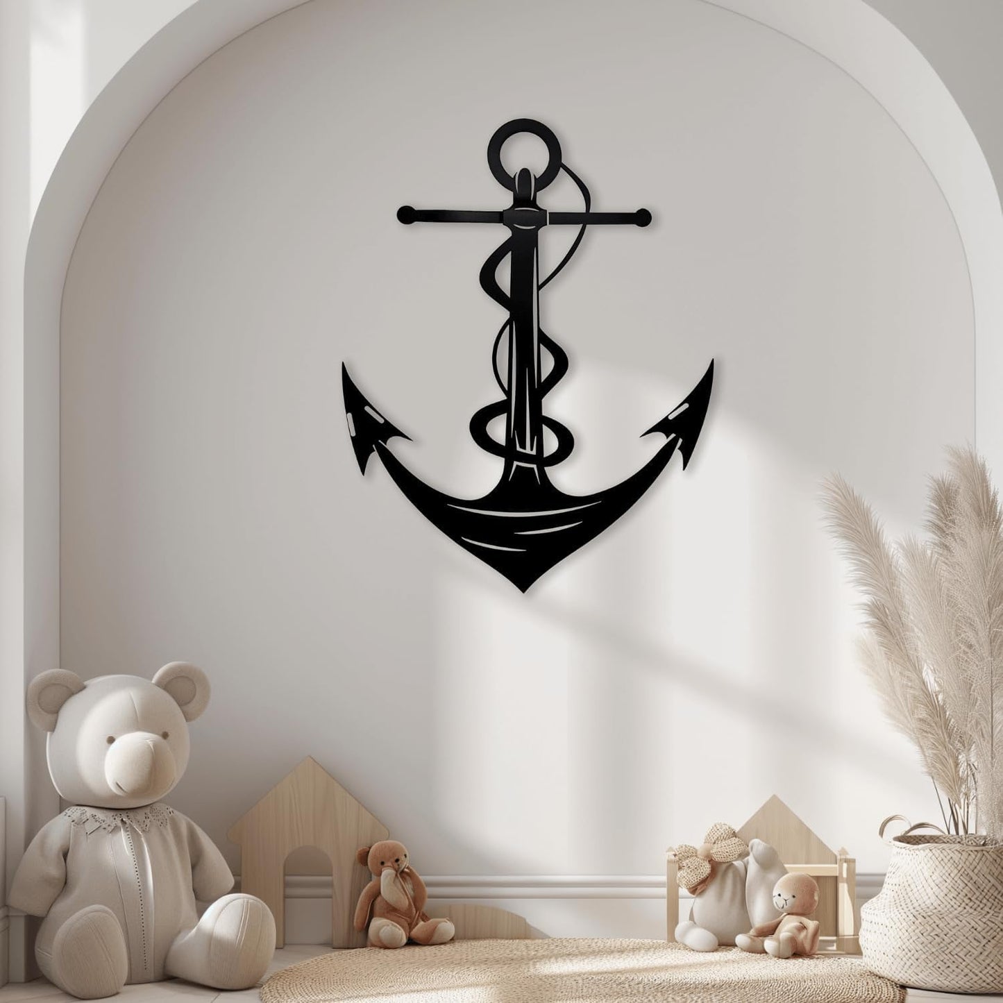 XXQ Anchor Metal Wall Decor, Anchor Metal Wall Art for Bedroom Living Room Dorm Antique Anchor Wall Decor Antique Metal Anchor Farmhouse Decor (Black, 32" x 48" / 81 x 121cm)