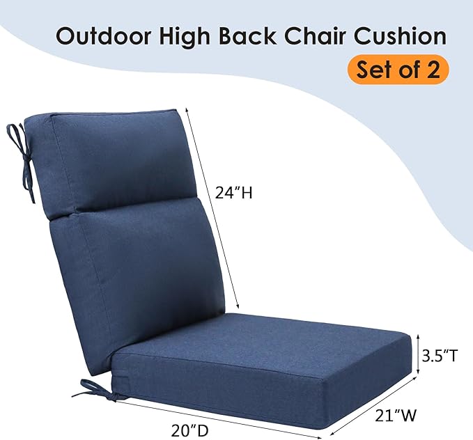 Unimatta Sunbrella Outdoor High Back Chair Cushion Seat Pads, 44 x 21 Inch - Image 6