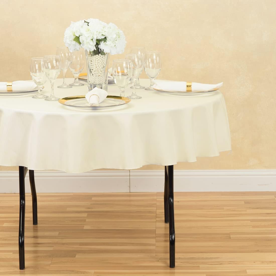 LinenTablecloth 70-Inch Round Polyester Tablecloth Ivory