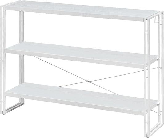 HCHQHS Bookshelf, 3-Tier Industrial Bookcase, Freestanding Horizontal by HCHQHS