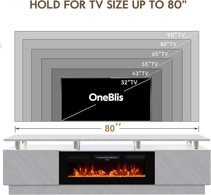 80" TV Stand & Entertainment Center, Media Console - Image 7